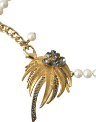 Dolce & Gabbana Gold Brass Crystal Pearl Tree Pendant Charm Necklace -   -  Dolce & Gabbana.