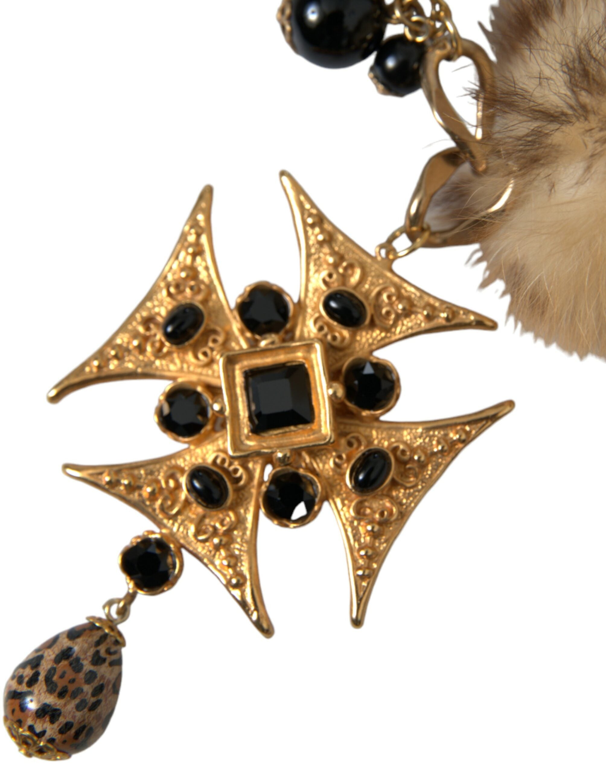 Dolce & Gabbana Gold Black Crystals Lapin Fur Filigree Chocker Necklace -   -  Dolce & Gabbana. Dolce & Gabbana Gold Black Crystals Lapin Fur Filigree Chocker Necklace -   -  Dolce & Gabbana.