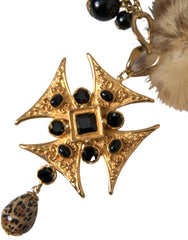 Dolce & Gabbana Gold Black Crystals Lapin Fur Filigree Chocker Necklace -   -  Dolce & Gabbana.