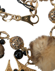 Dolce & Gabbana Gold Black Crystals Lapin Fur Filigree Chocker Necklace -   -  Dolce & Gabbana.