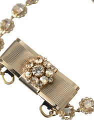 Dolce & Gabbana Gold Brass Clear Crystal Bow Chain Choker Necklace -   -  Dolce & Gabbana.