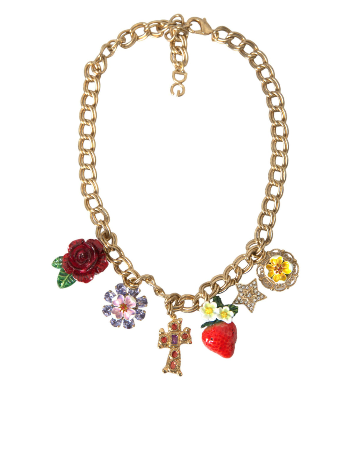 Dolce & Gabbana Gold Chain Rose Cross Strawberry Star Pendant Necklace -   -  Dolce & Gabbana.