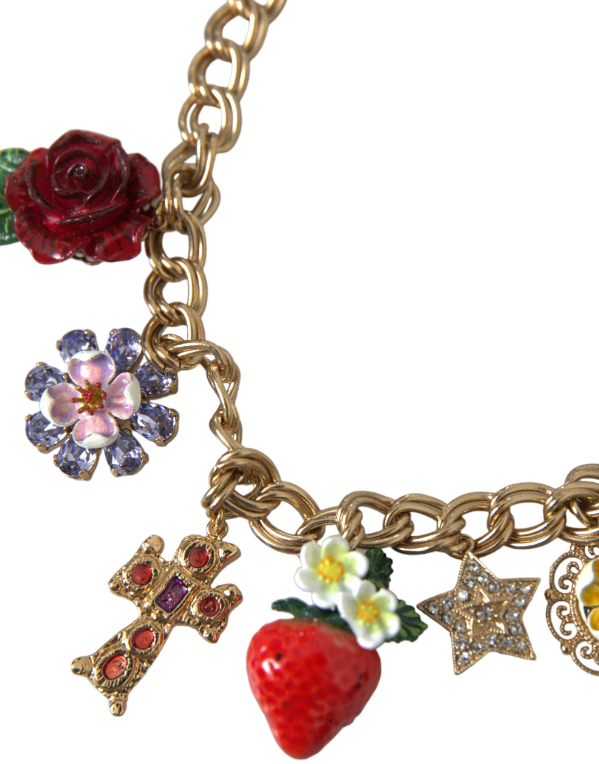 Dolce & Gabbana Gold Chain Rose Cross Strawberry Star Pendant Necklace -   -  Dolce & Gabbana. Dolce & Gabbana Gold Chain Rose Cross Strawberry Star Pendant Necklace -   -  Dolce & Gabbana.