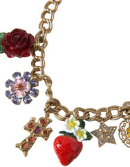 Dolce & Gabbana Gold Chain Rose Cross Strawberry Star Pendant Necklace -   -  Dolce & Gabbana.