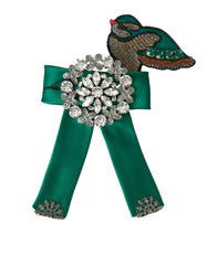 Dolce & Gabbana Green Satin Bird Crystal Women Hair Clip -   -  Dolce & Gabbana.