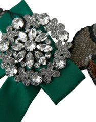 Dolce & Gabbana Green Satin Bird Crystal Women Hair Clip -   -  Dolce & Gabbana.
