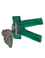Dolce & Gabbana Green Satin Bird Crystal Women Hair Clip -   -  Dolce & Gabbana.