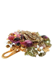 Dolce & Gabbana Gold Brass Floral Crystal Sequined Hair Clip -   -  Dolce & Gabbana.