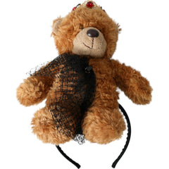 Dolce & Gabbana Brown Teddy Bear Gold Crystal Crown Hair Band Diadem -   -  Dolce & Gabbana.