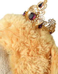 Dolce & Gabbana Brown Teddy Bear Gold Crystal Crown Hair Band Diadem -   -  Dolce & Gabbana.