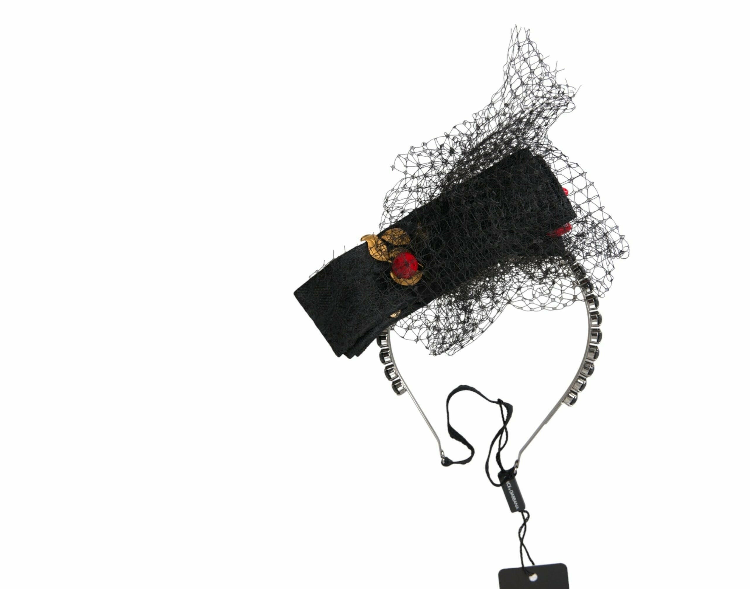 Dolce & Gabbana Black Strawberry Sicily Crystal Mesh Net Headband Diadem -   -  Dolce & Gabbana.