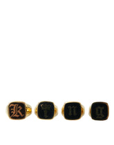 Dolce & Gabbana Gold Brass KING Enamel Set of 4 Ring -   -  Dolce & Gabbana.