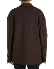 Dolce & Gabbana Brown Coat Short Biker Wool Jacket -   -  Dolce & Gabbana.