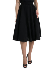 Dolce & Gabbana Black High Waist A-line Knee Length Skirt -   -  Dolce & Gabbana.