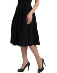 Dolce & Gabbana Black High Waist A-line Knee Length Skirt -   -  Dolce & Gabbana.