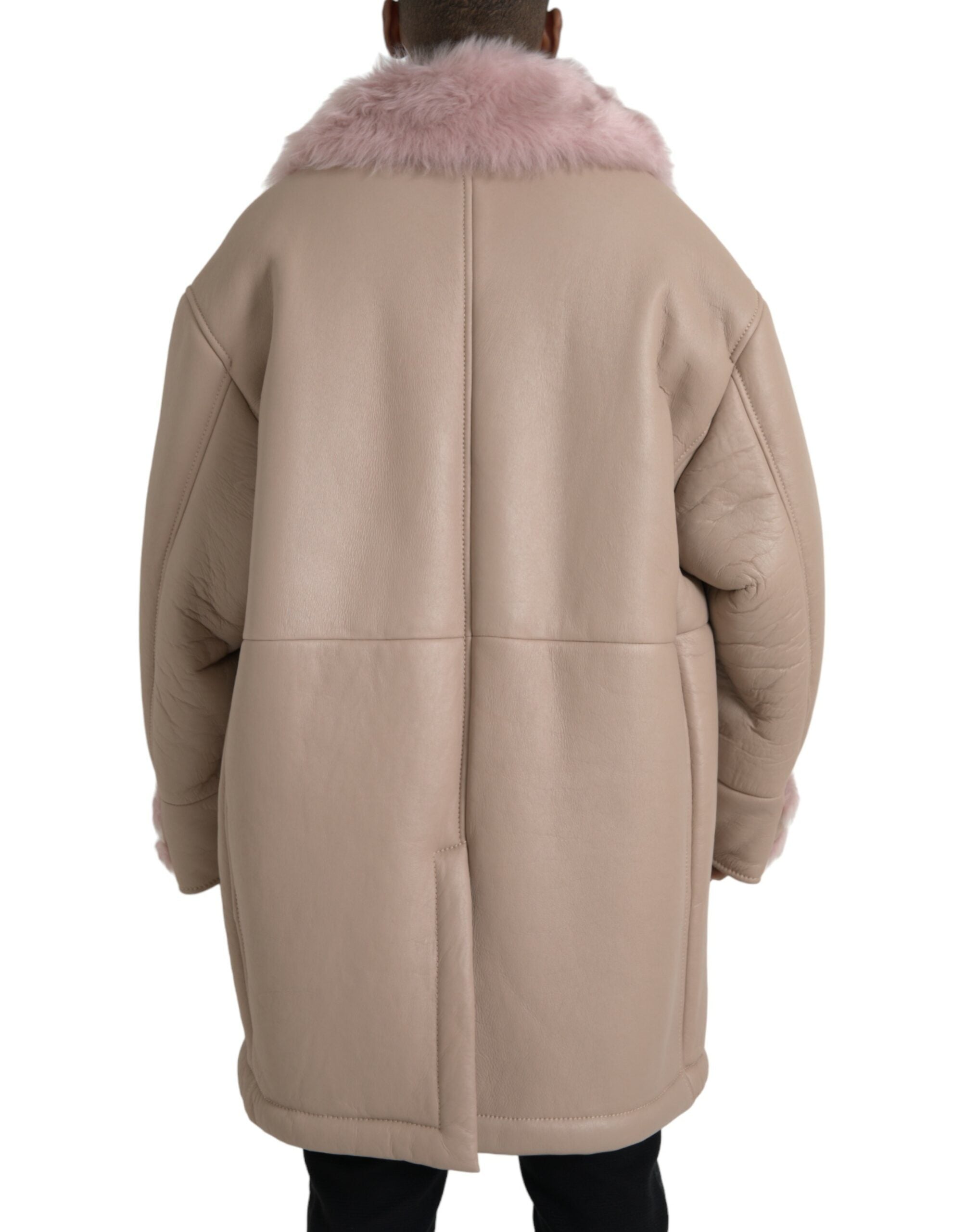 Dolce & Gabbana Beige Pink Lamb Leather Shearling Coat Jacket -   -  Dolce & Gabbana. Dolce & Gabbana Beige Pink Lamb Leather Shearling Coat Jacket -   -  Dolce & Gabbana.