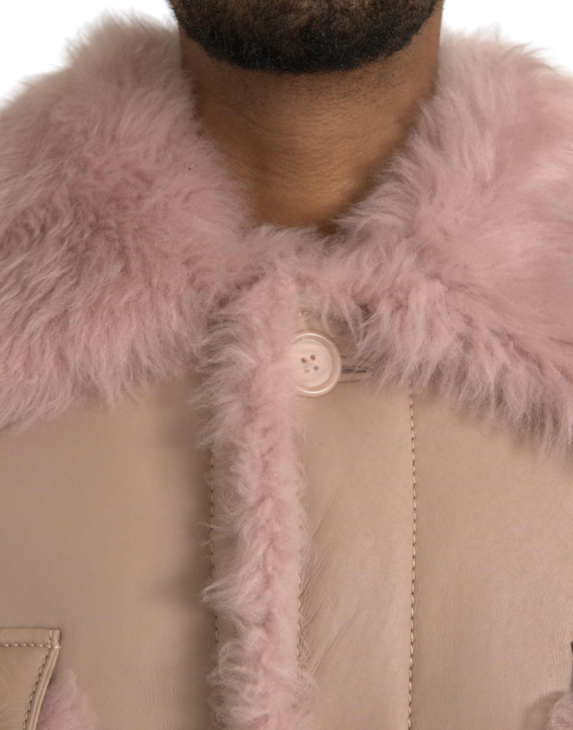Dolce & Gabbana Beige Pink Lamb Leather Shearling Coat Jacket -   -  Dolce & Gabbana. Dolce & Gabbana Beige Pink Lamb Leather Shearling Coat Jacket -   -  Dolce & Gabbana.