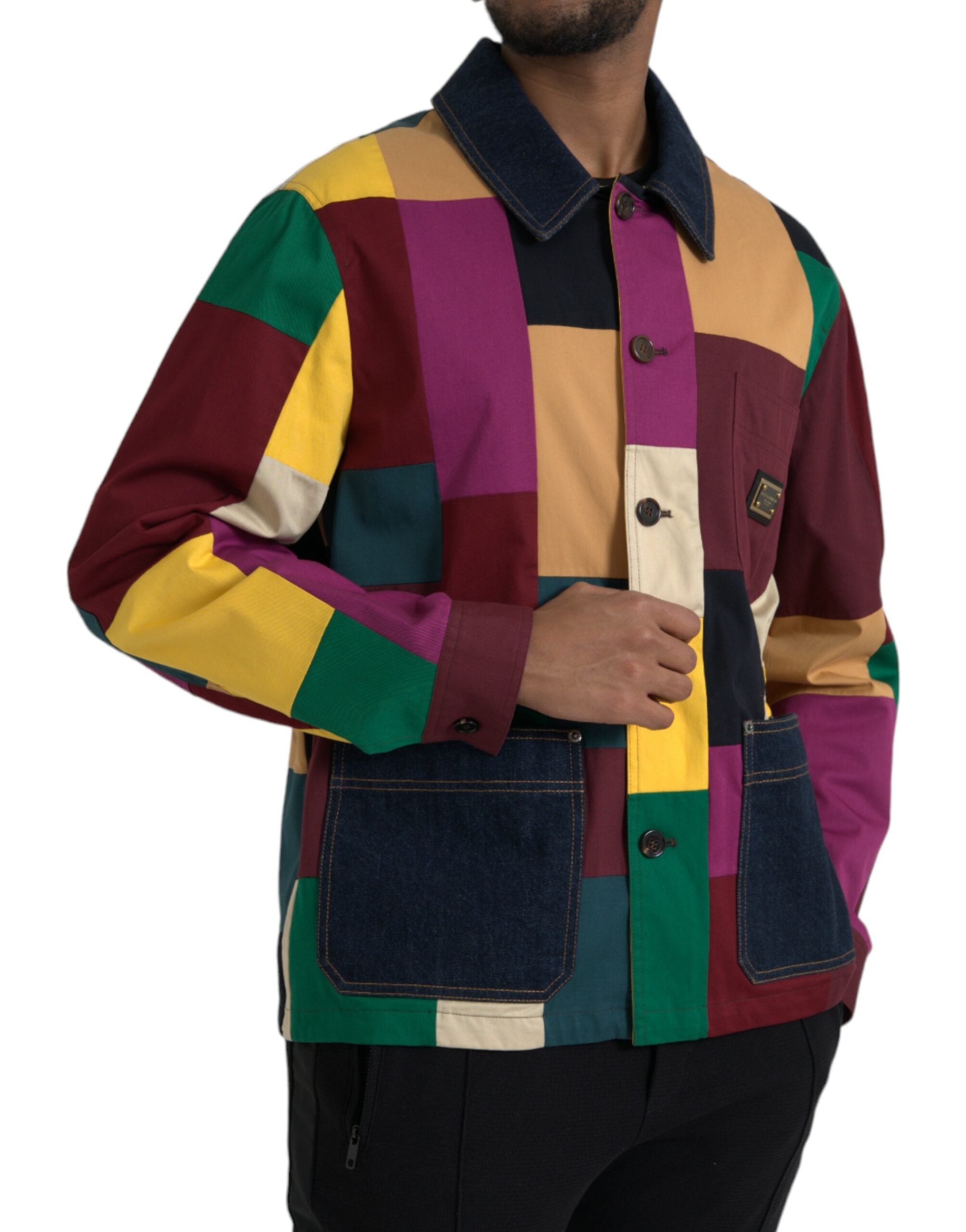 Dolce & Gabbana Multicolor Patchwork Cotton Collared Jacket -   -  Dolce & Gabbana. Dolce & Gabbana Multicolor Patchwork Cotton Collared Jacket -   -  Dolce & Gabbana.