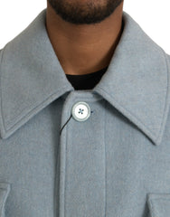 Dolce & Gabbana Light Blue Wool Button Trench Coat Jacket -   -  Dolce & Gabbana.