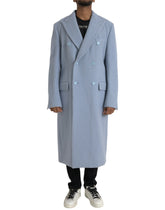 Dolce & Gabbana Blue Double Breasted Long Trench Coat Jacket -   -  Dolce & Gabbana.