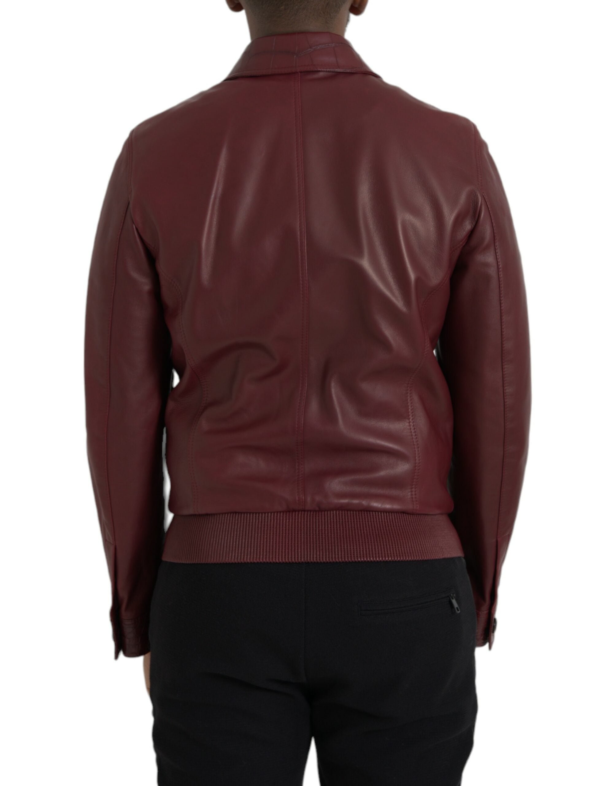 Dolce & Gabbana Maroon Exotic Leather Zip Biker Coat Jacket -   -  Dolce & Gabbana. Dolce & Gabbana Maroon Exotic Leather Zip Biker Coat Jacket -   -  Dolce & Gabbana.