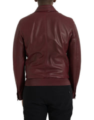 Dolce & Gabbana Maroon Exotic Leather Zip Biker Coat Jacket -   -  Dolce & Gabbana.