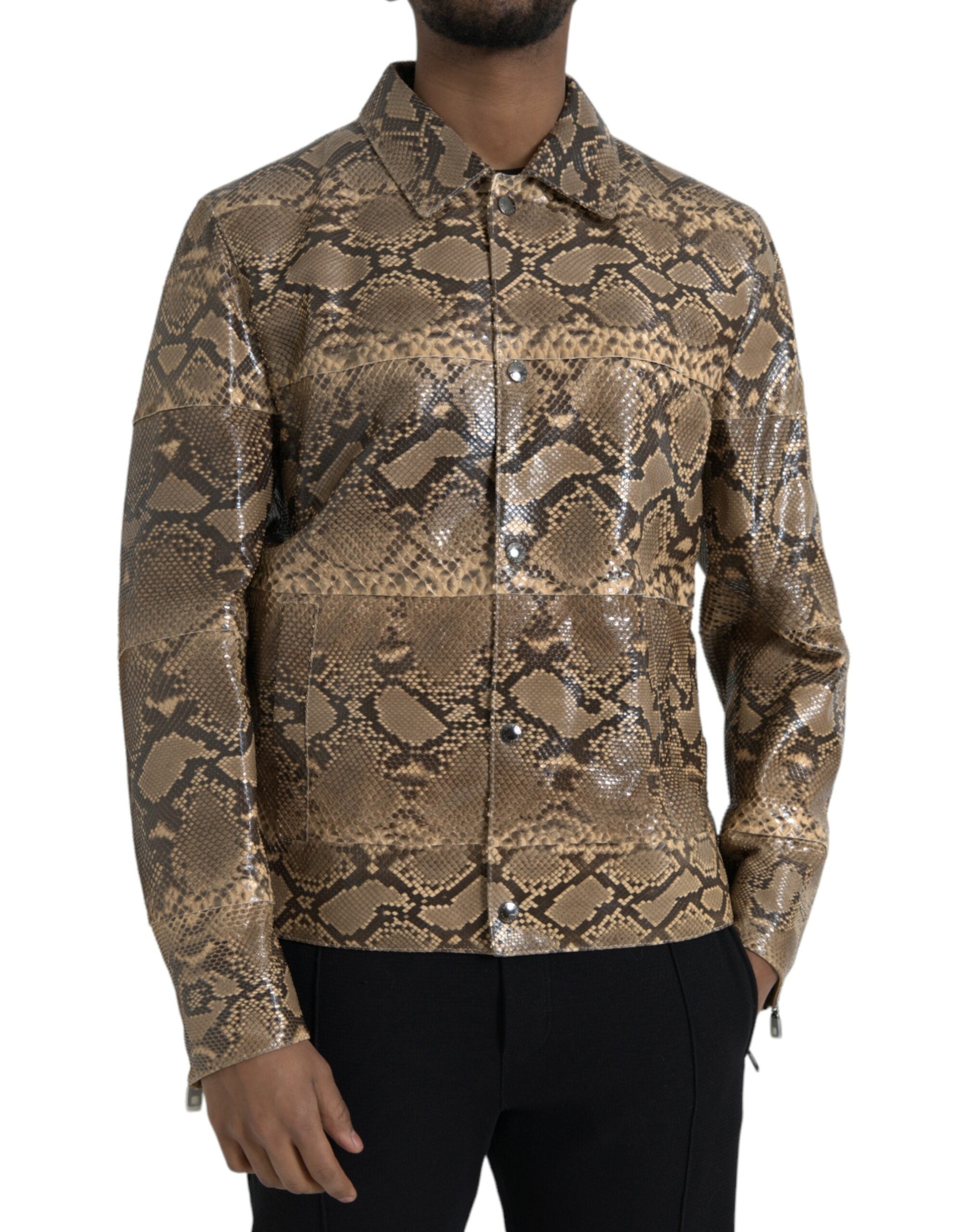 Dolce & Gabbana Beige Exotic Leather Biker Blouson Jacket -   -  Dolce & Gabbana.