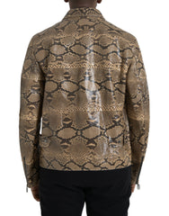 Dolce & Gabbana Beige Exotic Leather Biker Blouson Jacket -   -  Dolce & Gabbana.