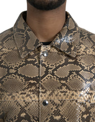 Dolce & Gabbana Beige Exotic Leather Biker Blouson Jacket -   -  Dolce & Gabbana.