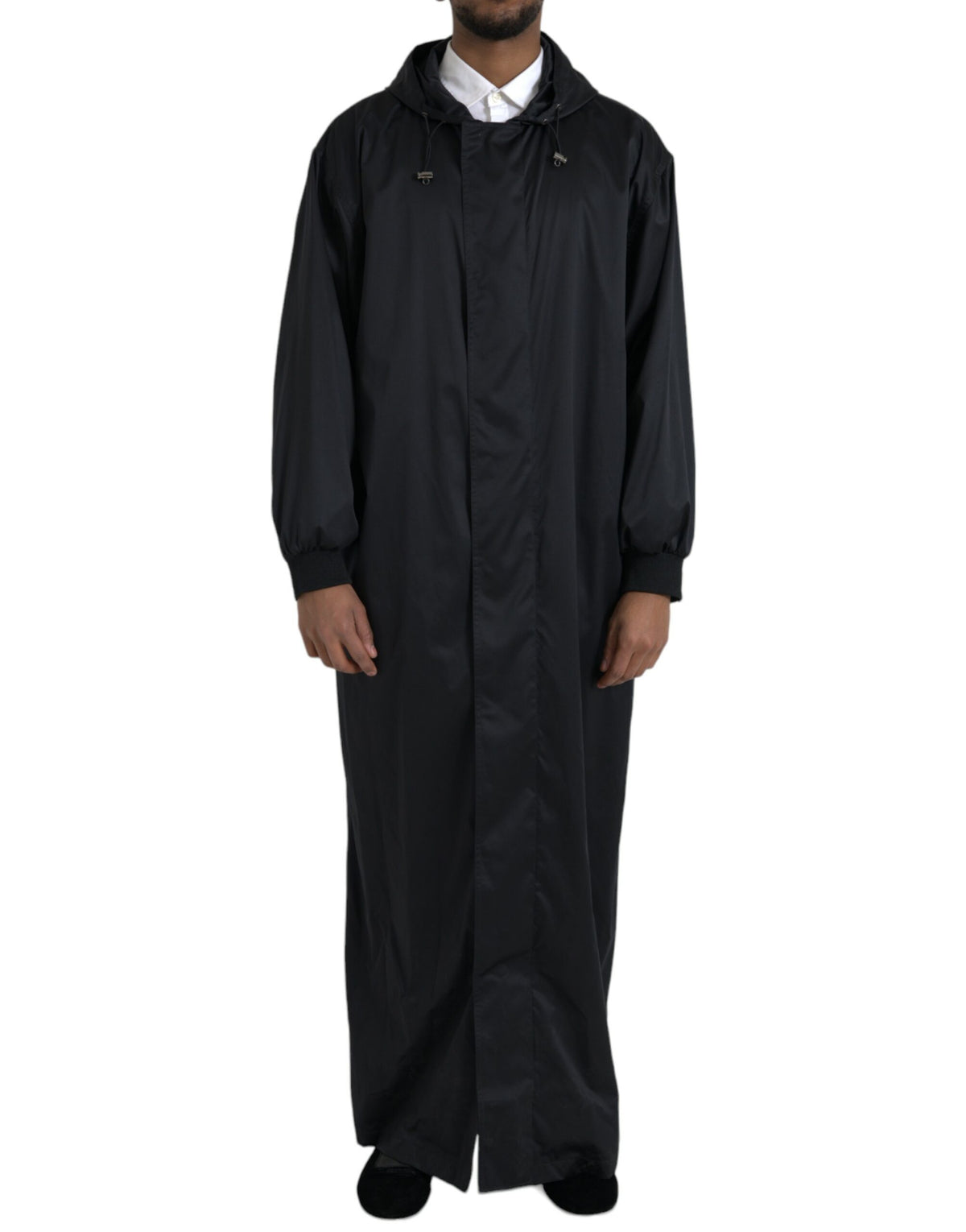 Dolce & Gabbana Black Polyester Hooded Long Windbreaker Jacket -   -  Dolce & Gabbana.