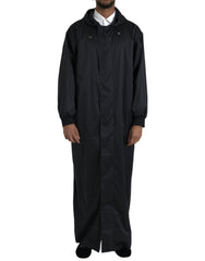 Dolce & Gabbana Black Polyester Hooded Long Windbreaker Jacket -   -  Dolce & Gabbana.
