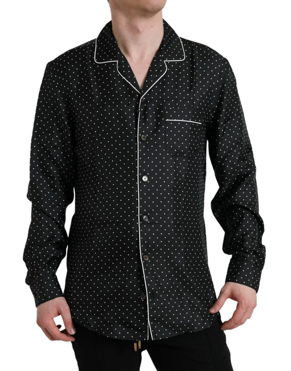Dolce & Gabbana Black Polka Dot Silk Long Sleeve Shirt -   -  Dolce & Gabbana.