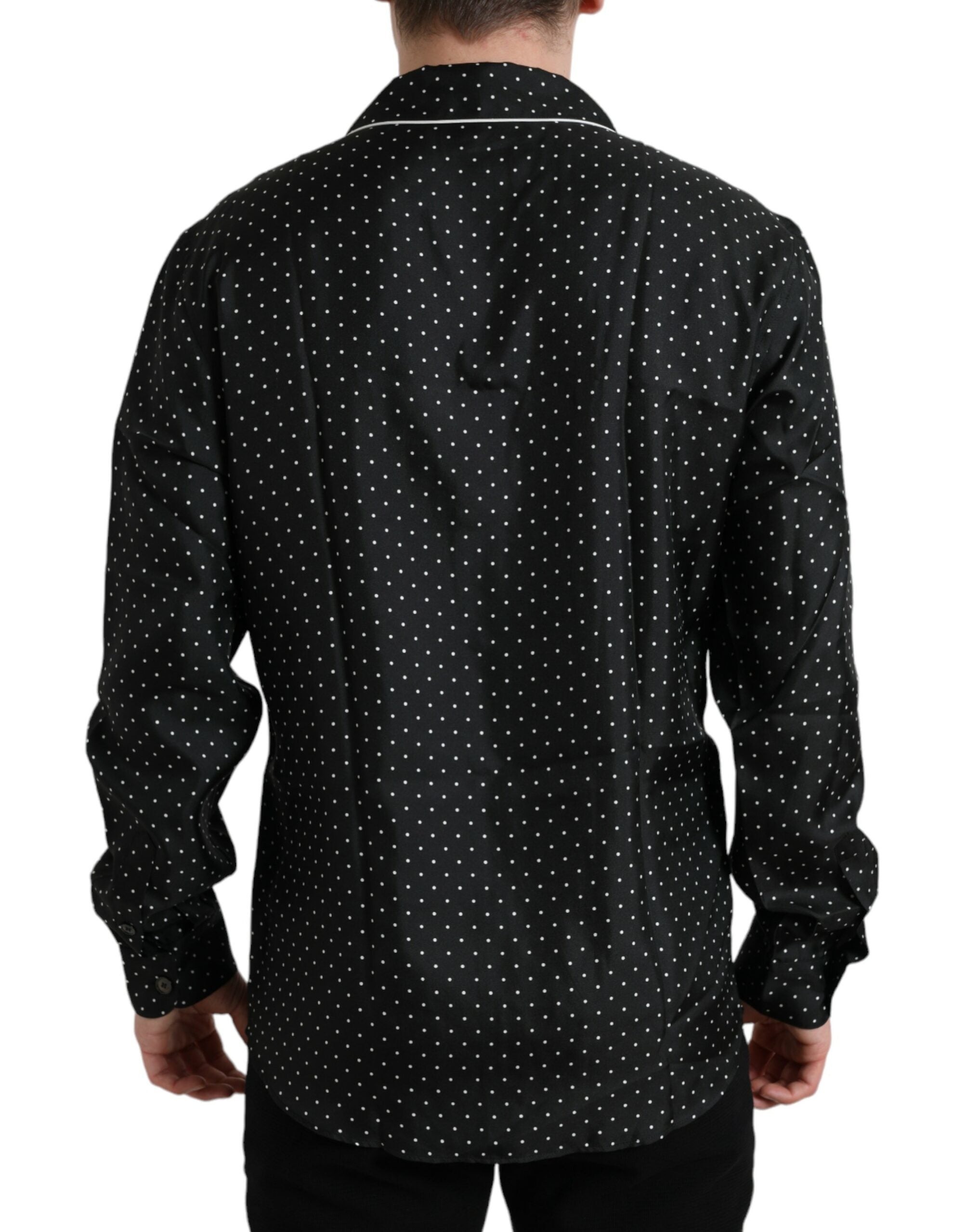 Dolce & Gabbana Black Polka Dot Silk Long Sleeve Shirt -   -  Dolce & Gabbana. Dolce & Gabbana Black Polka Dot Silk Long Sleeve Shirt -   -  Dolce & Gabbana.