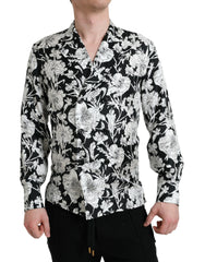 Dolce & Gabbana Black White Floral Button Down Casual Shirt -   -  Dolce & Gabbana.