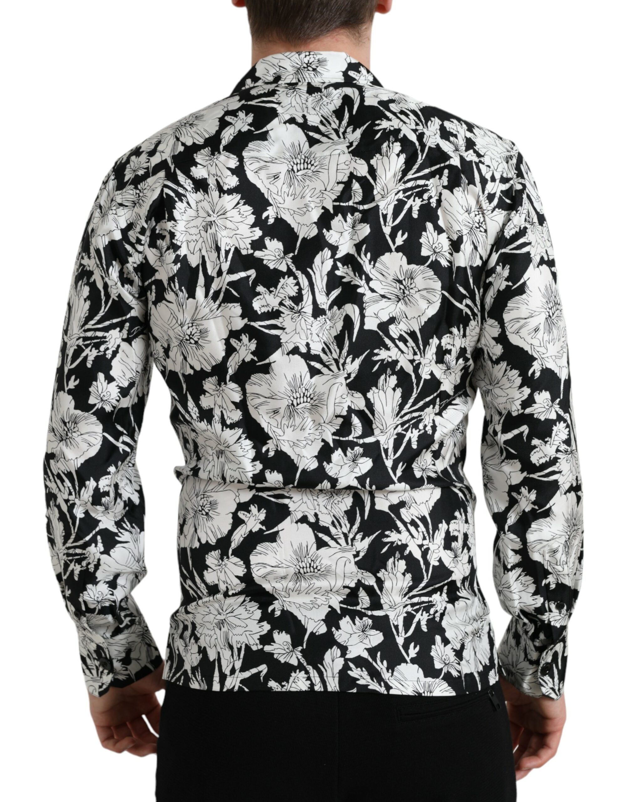 Dolce & Gabbana Black White Floral Button Down Casual Shirt -   -  Dolce & Gabbana. Dolce & Gabbana Black White Floral Button Down Casual Shirt -   -  Dolce & Gabbana.