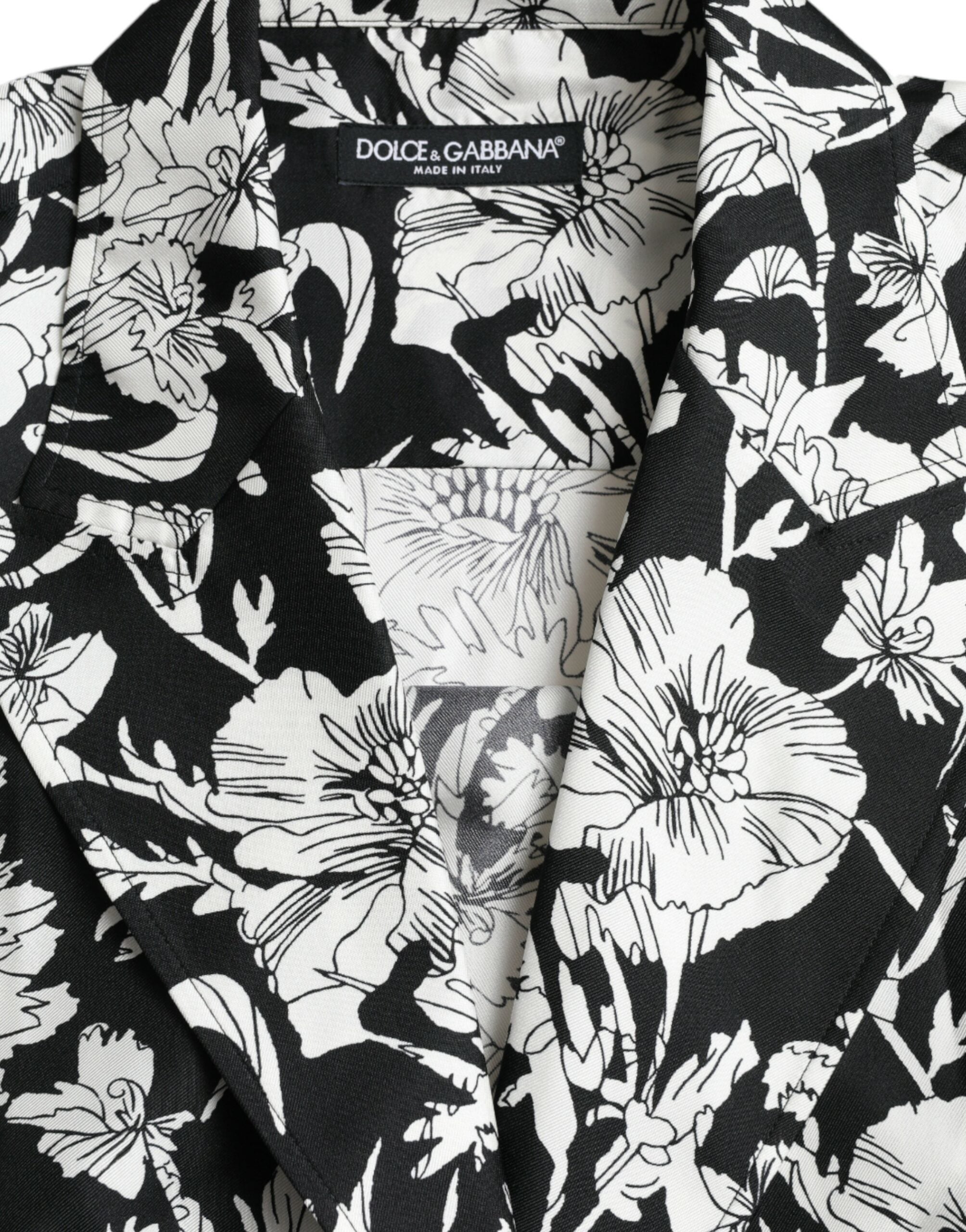 Dolce & Gabbana Black White Floral Button Down Casual Shirt -   -  Dolce & Gabbana. Dolce & Gabbana Black White Floral Button Down Casual Shirt -   -  Dolce & Gabbana.