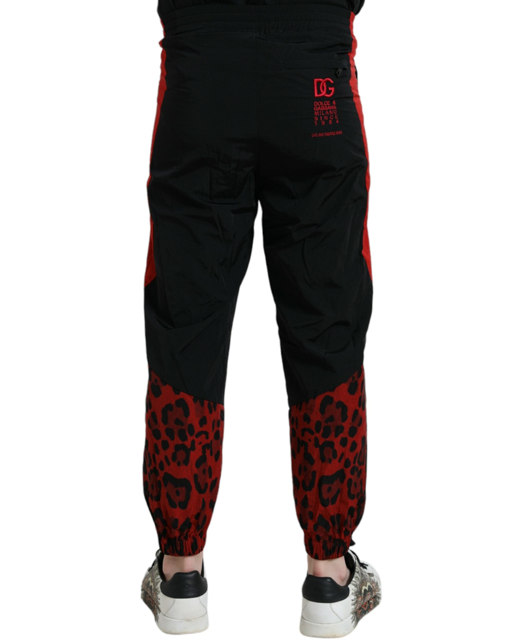 Dolce & Gabbana Black Red Leopard Print Nylon Jogger Pants -   -  Dolce & Gabbana. Dolce & Gabbana Black Red Leopard Print Nylon Jogger Pants -   -  Dolce & Gabbana.