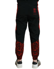 Dolce & Gabbana Black Red Leopard Print Nylon Jogger Pants -   -  Dolce & Gabbana.