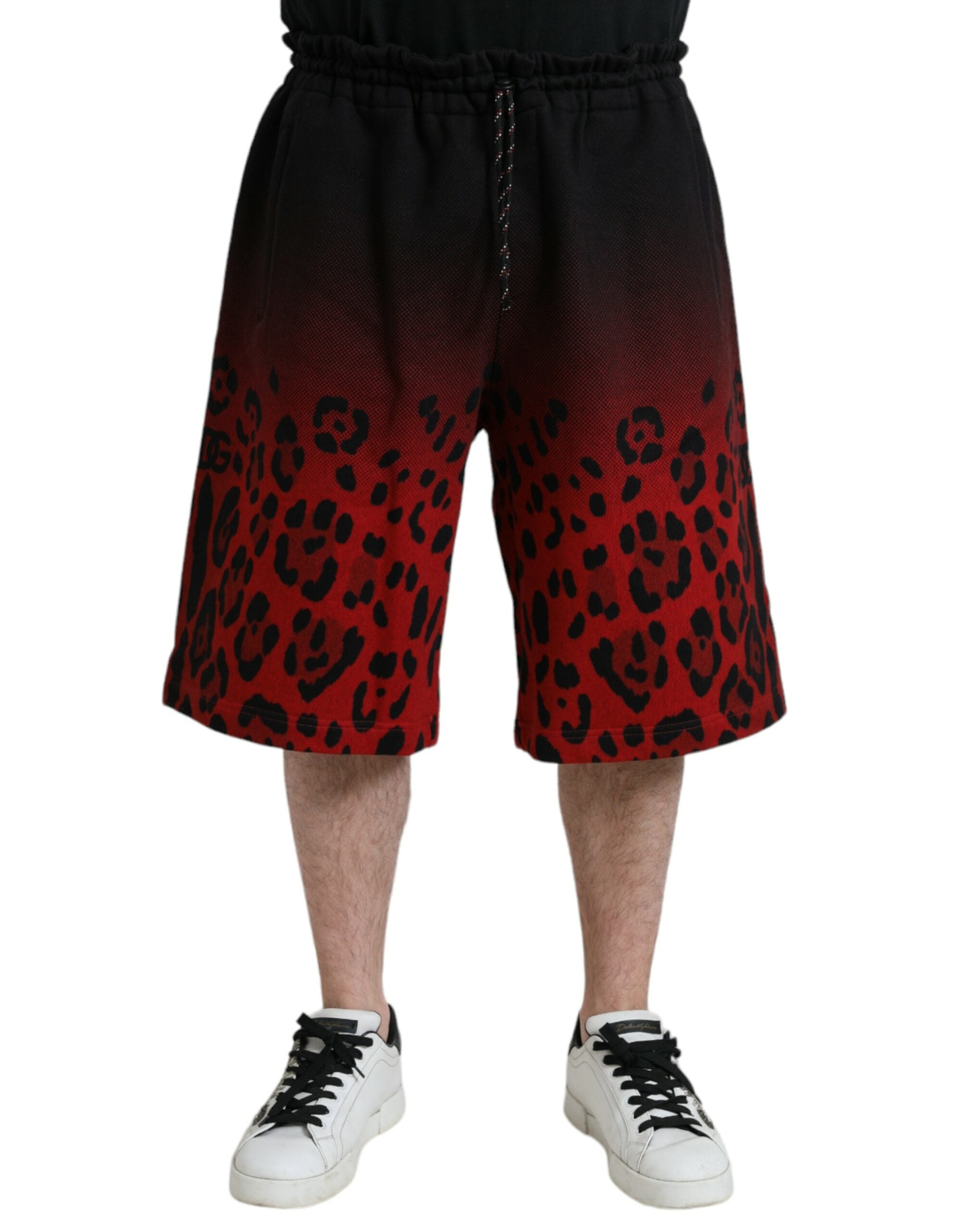 Dolce & Gabbana Red Leopard Print Cotton Bermuda Shorts -   -  Dolce & Gabbana.