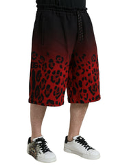 Dolce & Gabbana Red Leopard Print Cotton Bermuda Shorts -   -  Dolce & Gabbana.