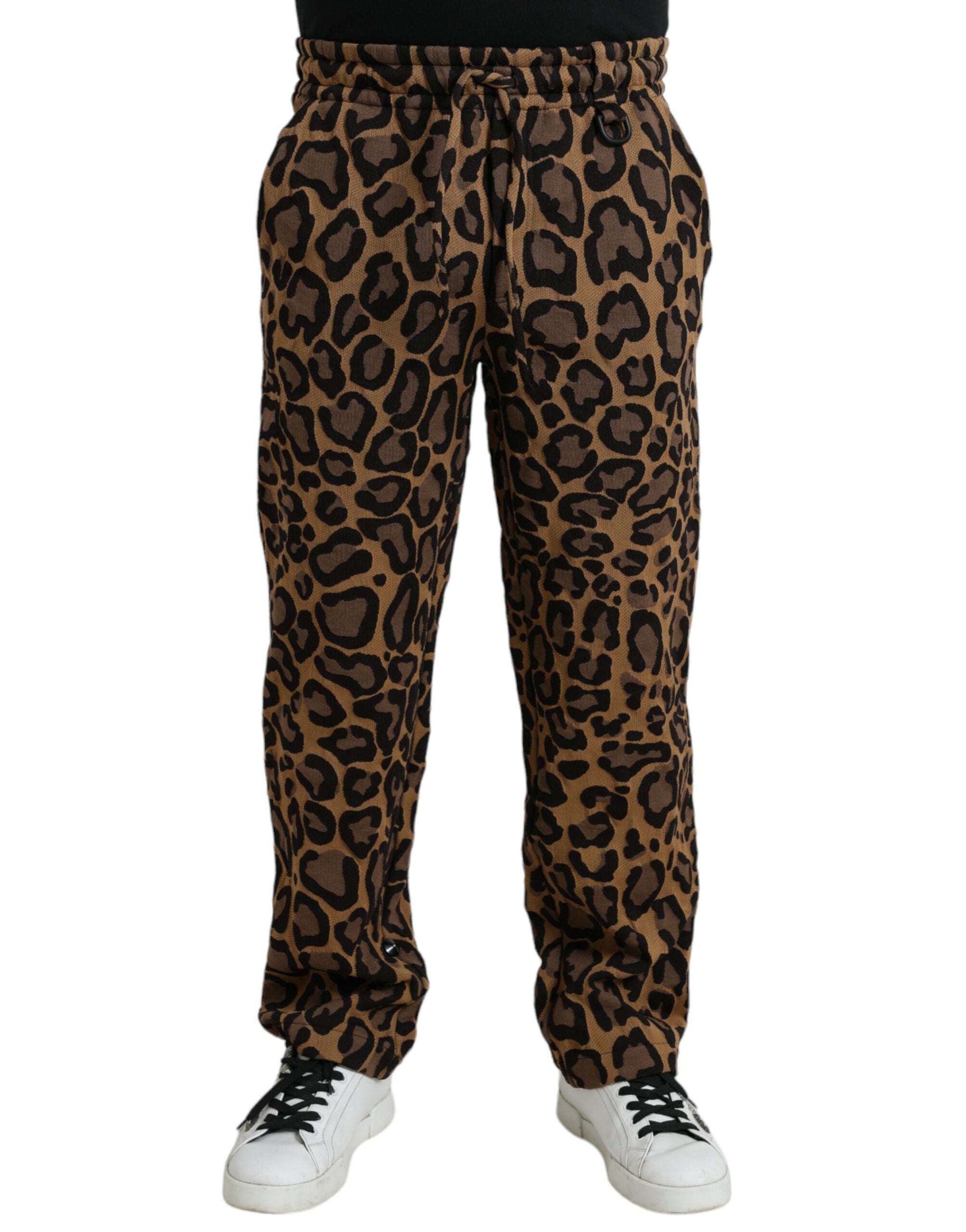 Dolce & Gabbana Brown Leopard Print Polyester Jogger Pants -   -  Dolce & Gabbana.