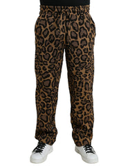 Dolce & Gabbana Brown Leopard Print Polyester Jogger Pants -   -  Dolce & Gabbana.