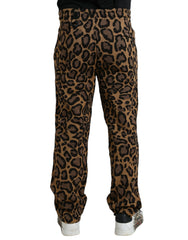 Dolce & Gabbana Brown Leopard Print Polyester Jogger Pants -   -  Dolce & Gabbana.