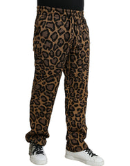 Dolce & Gabbana Brown Leopard Print Polyester Jogger Pants -   -  Dolce & Gabbana.