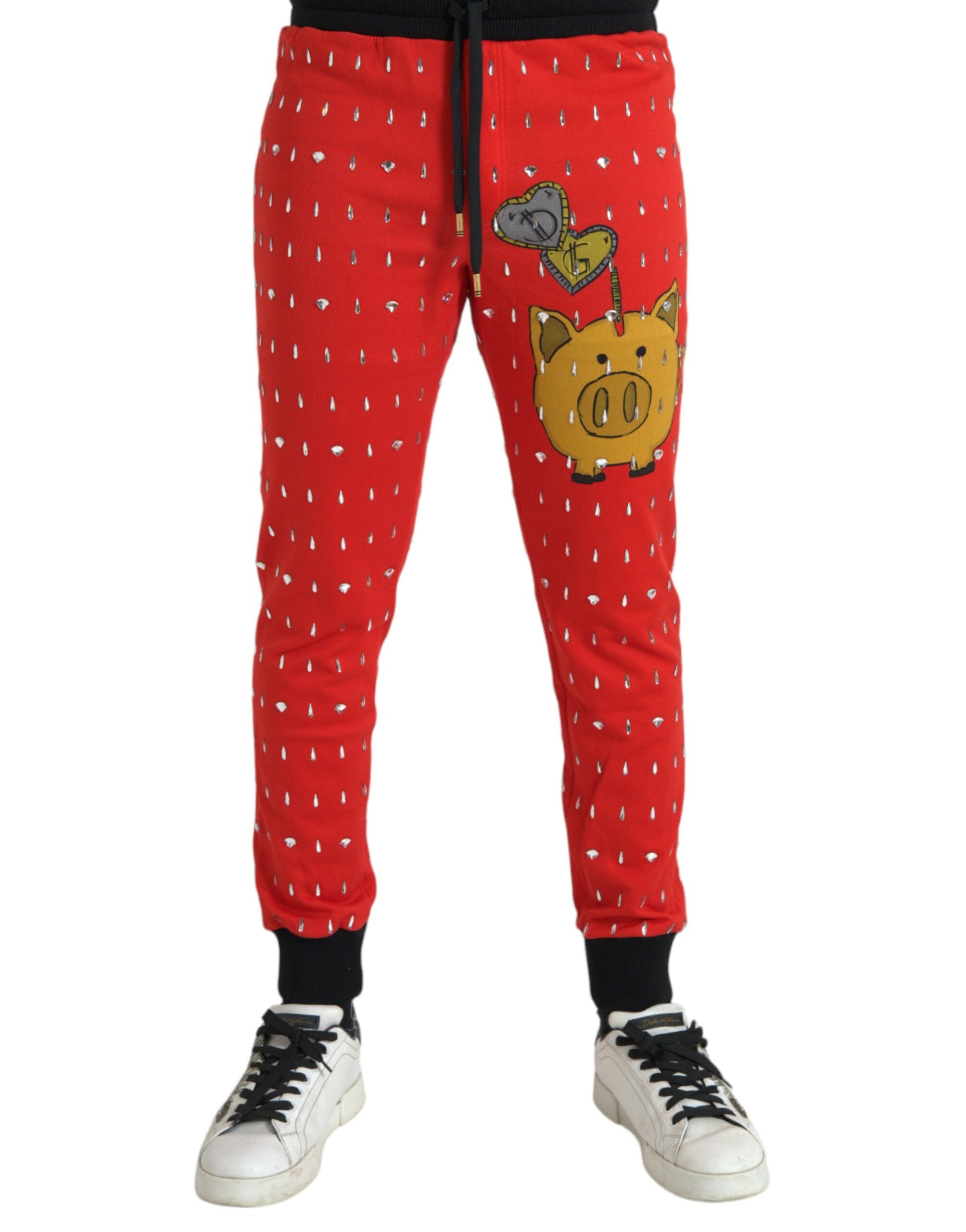 Dolce & Gabbana Red Year Of The Pig Jogger Sweatpants Pants -   -  Dolce & Gabbana.
