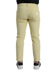 Dolce & Gabbana Yellow Corduroy Logo Plaque Skinny Denim Jeans -   -  Dolce & Gabbana.