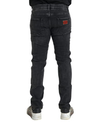 Dolce & Gabbana Gray Cotton Stretch Skinny Denim Logo Jeans -   -  Dolce & Gabbana.