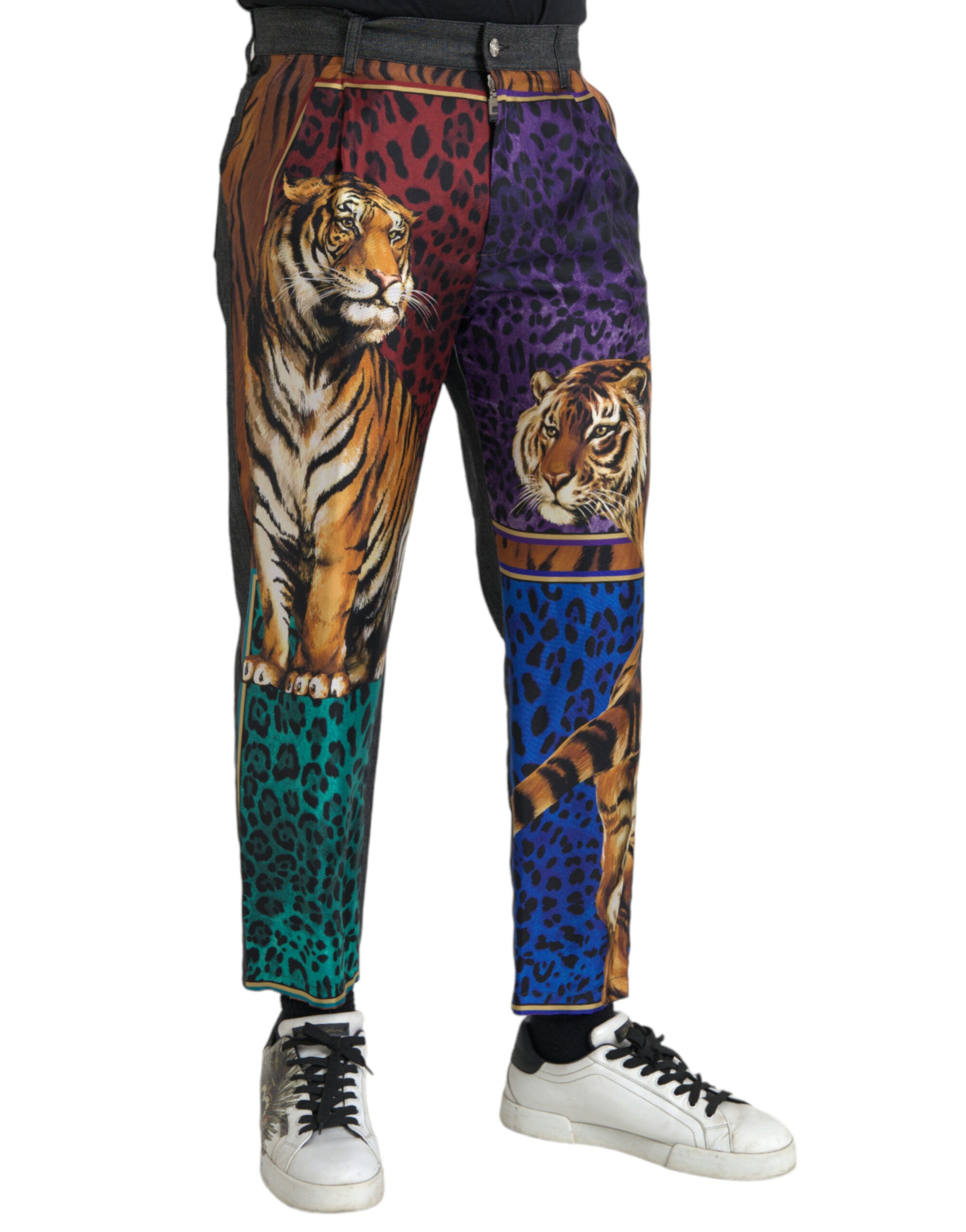 Dolce & Gabbana Multicolor Tiger Leopard Cotton Loose Tapered Pants -   -  Dolce & Gabbana. Dolce & Gabbana Multicolor Tiger Leopard Cotton Loose Tapered Pants -   -  Dolce & Gabbana.