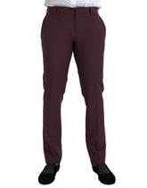 Dolce & Gabbana Maroon Wool Men Slim Fit Dress Pants -   -  Dolce & Gabbana.