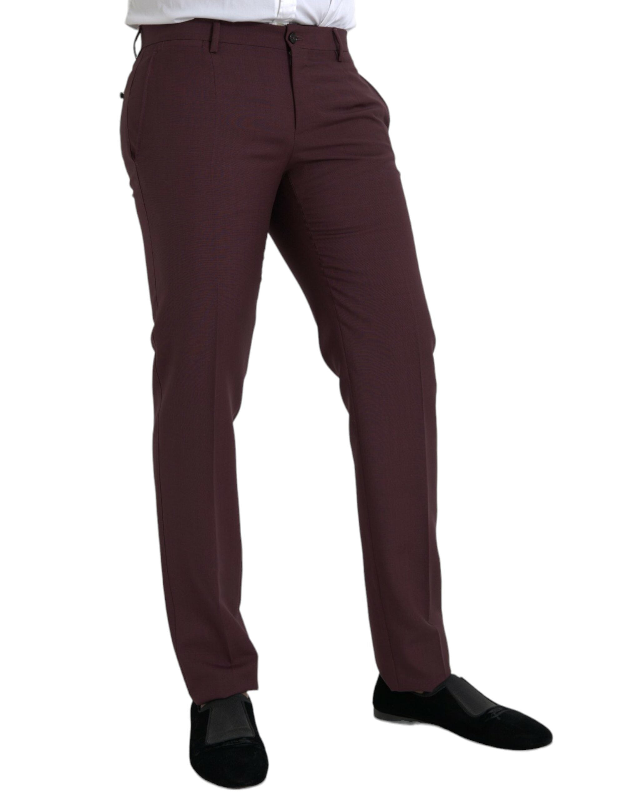 Dolce & Gabbana Maroon Wool Men Slim Fit Dress Pants -   -  Dolce & Gabbana. Dolce & Gabbana Maroon Wool Men Slim Fit Dress Pants -   -  Dolce & Gabbana.